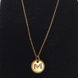 David Yurman 18Kt Gold M Initial Necklace